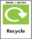 Recycle, Rinse, Lid/Cap on symbol
